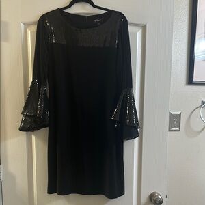 Black Sequin Sleeve Dress